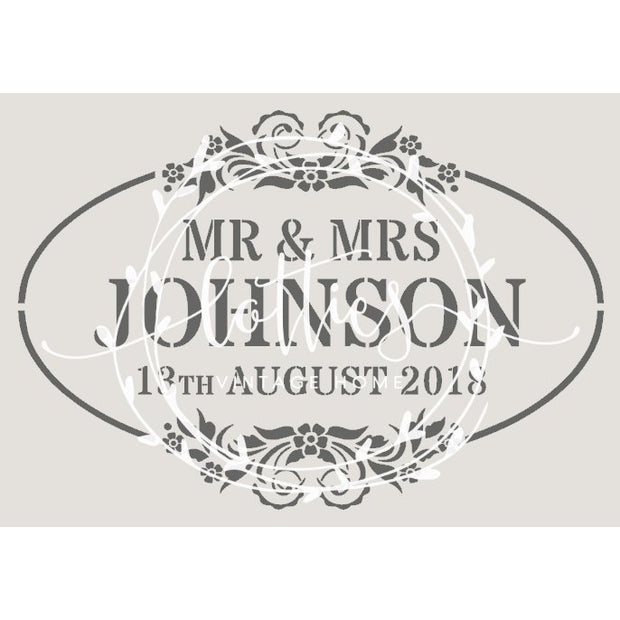 PERSONALISED - MR & MRS - OVAL FRAME A4 STENCIL