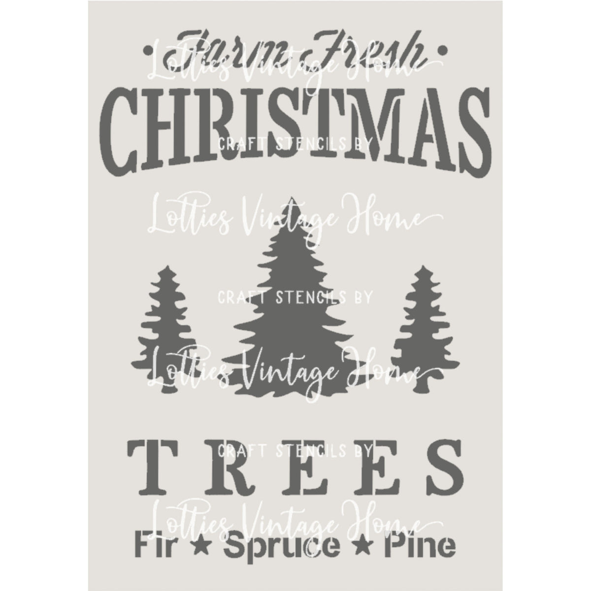 FARM FRESH CHRISTMAS TREES PORTRAIT A5 STENCIL
