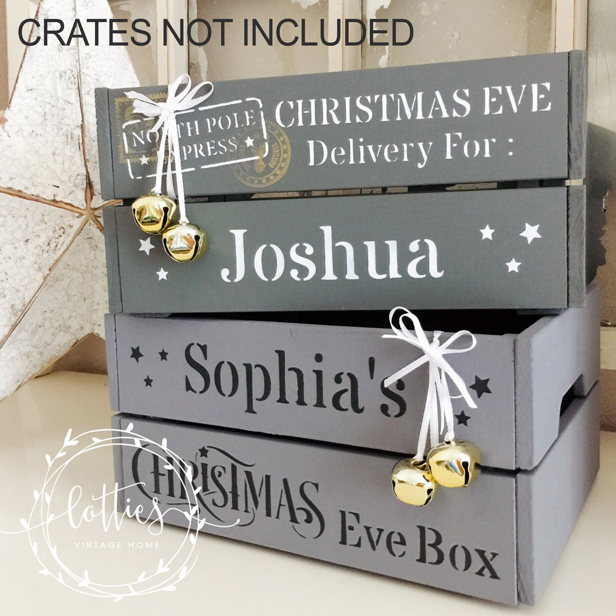 Mix & Match Individual Christmas Eve Crate Panel Stencils
