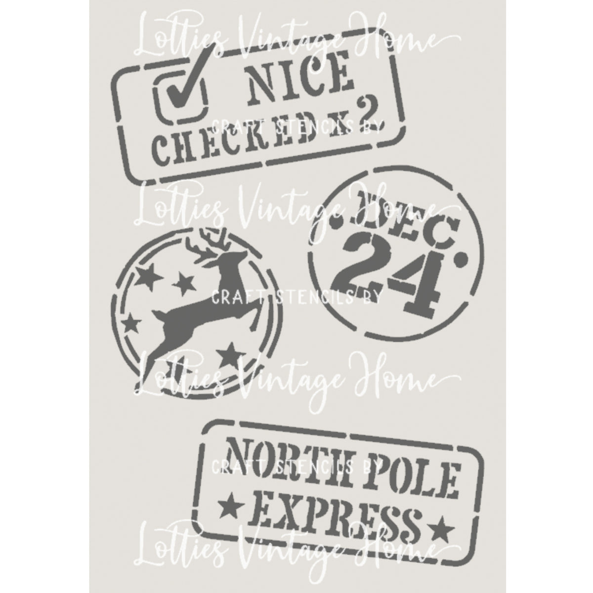 CHRISTMAS EVE POSTAL STAMPS A5 STENCIL