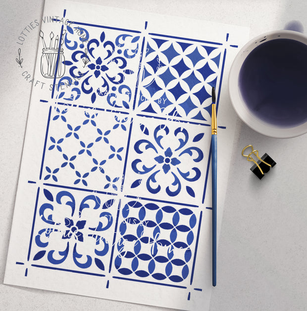 MOROCCAN TILES PATTERN A4 STENCIL