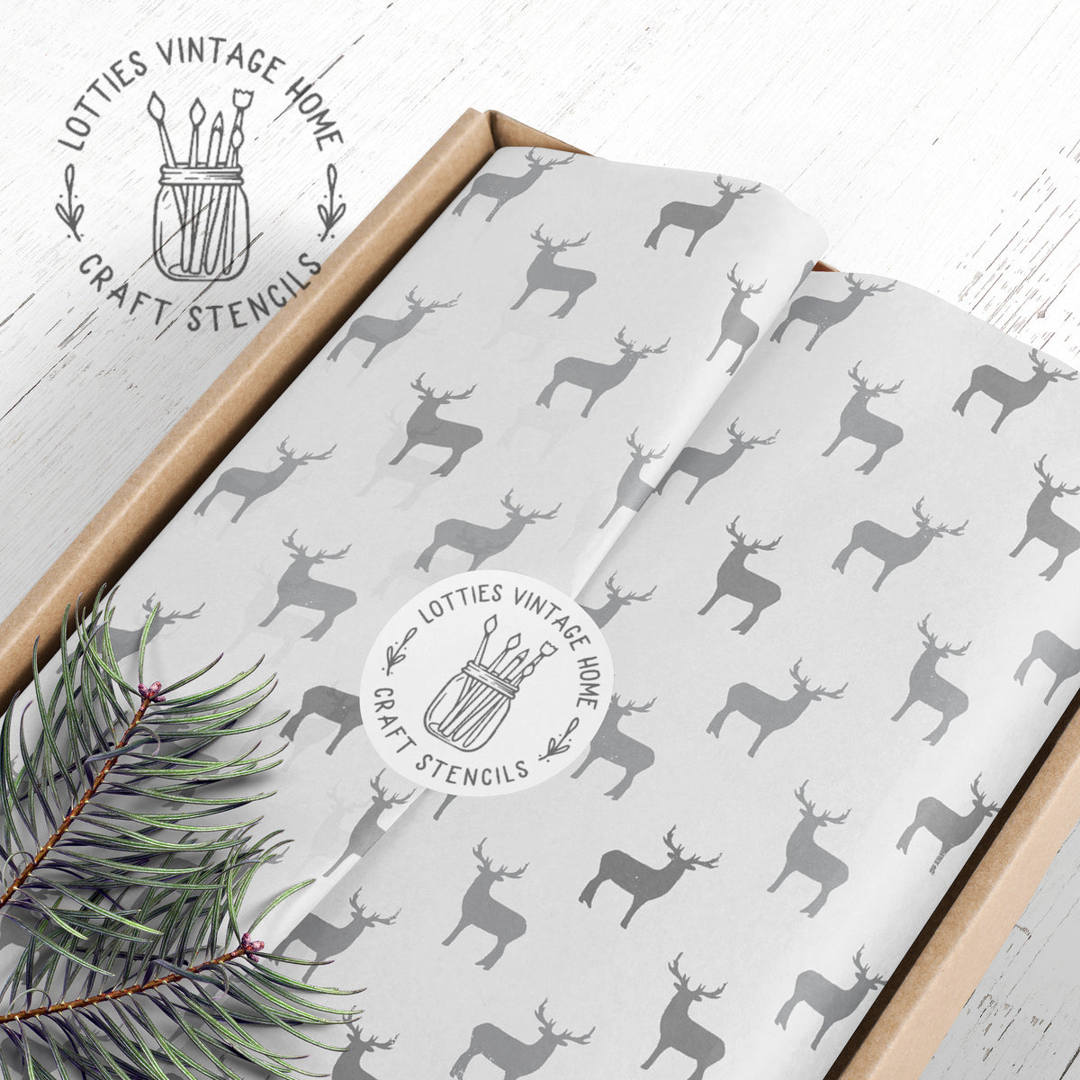 STAG PATTERN A5 CHRISTMAS STENCIL