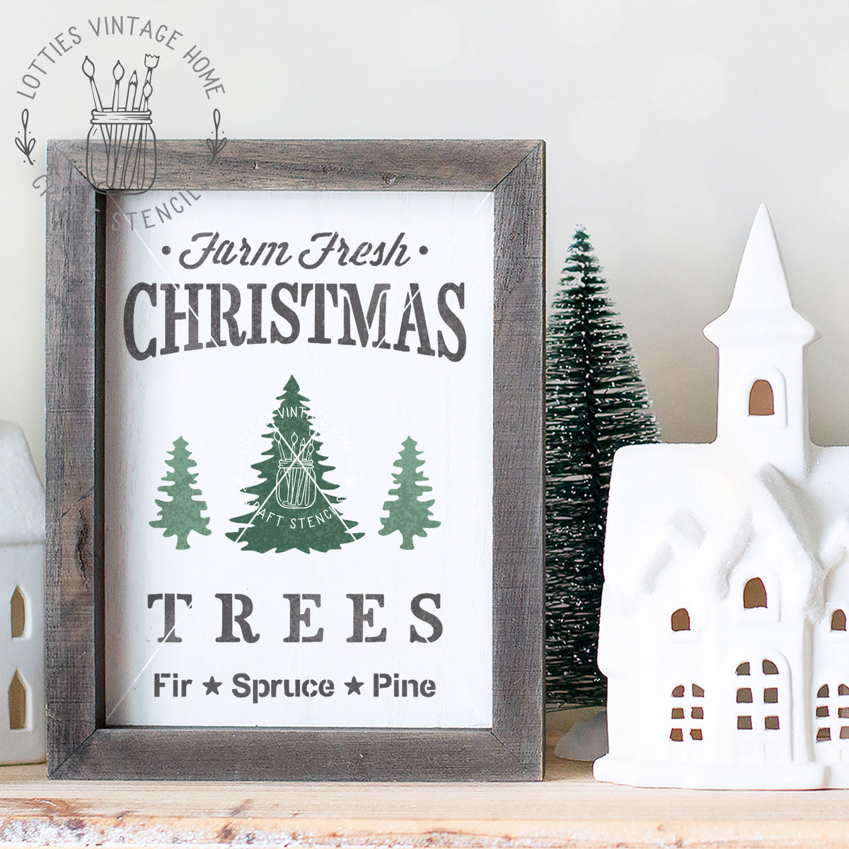 FARM FRESH CHRISTMAS TREES PORTRAIT A5 STENCIL
