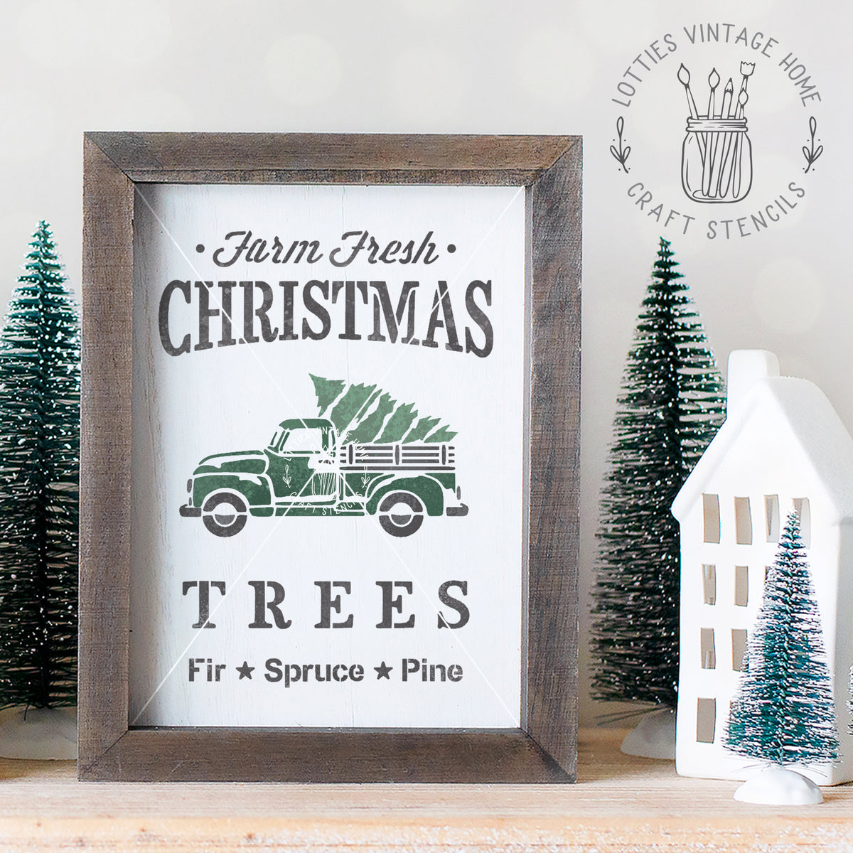 VINTAGE TRUCK & TREE PORTRAIT A5 STENCIL
