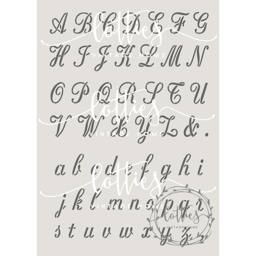 ALPHABET UPPER & LOWERCASE SCRIPT A4 STENCIL