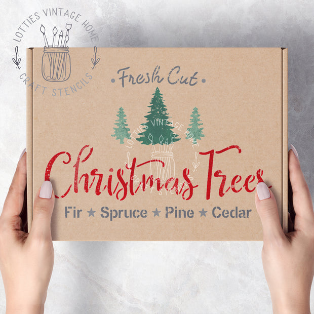 FRESH CUT CHRISTMAS TREES A5 STENCIL