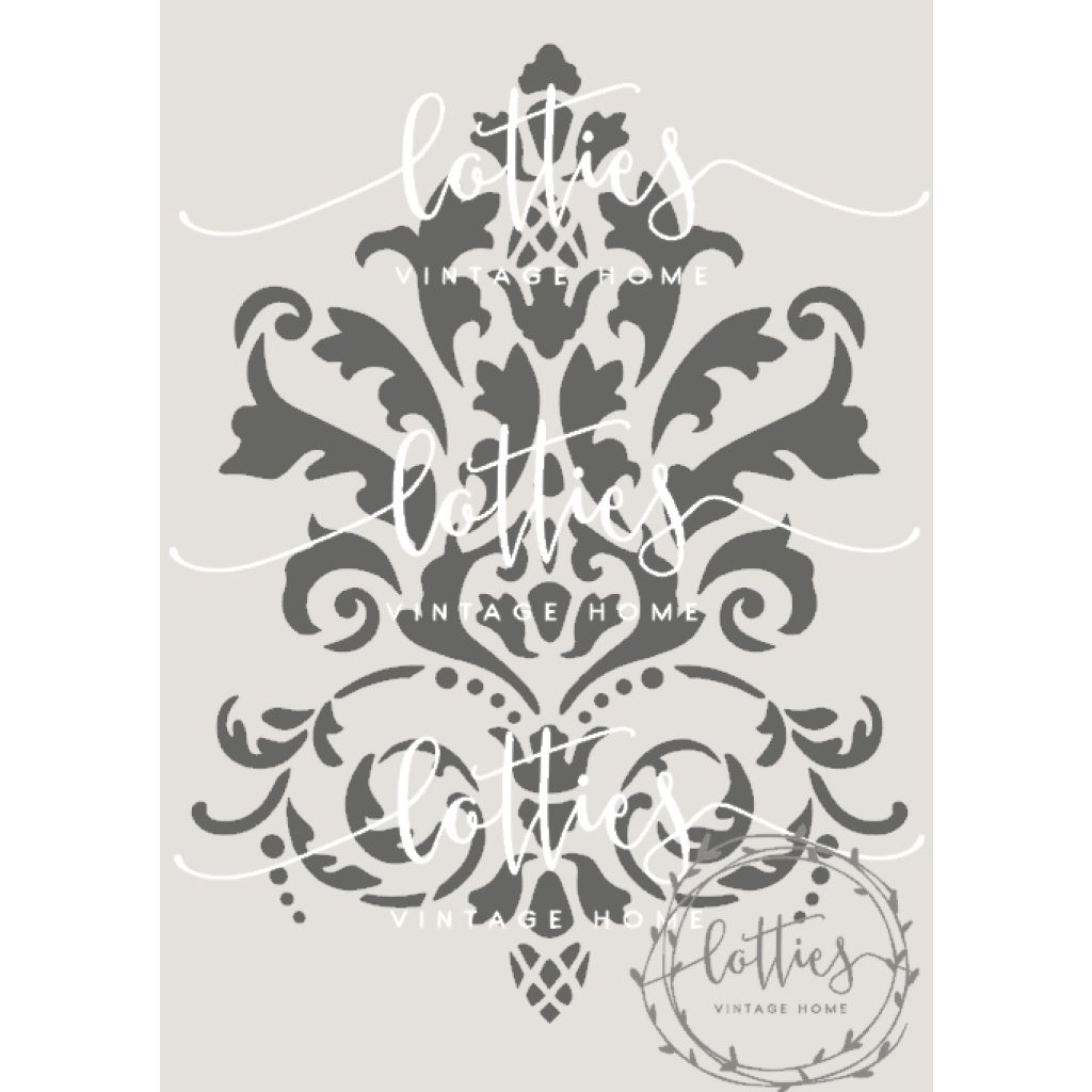 Damask Flourish A4 Stencil Lotties Vintage Home
