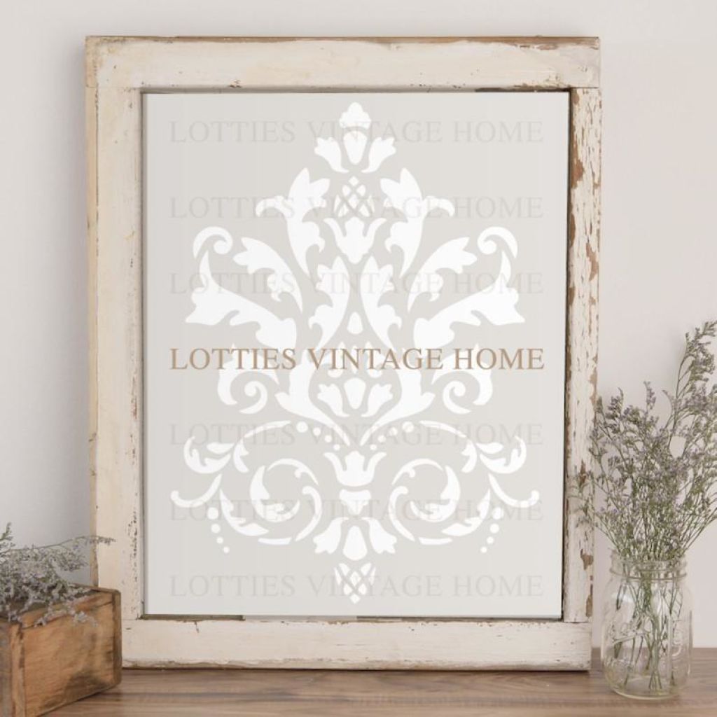 Damask Flourish A4 Stencil Lotties Vintage Home