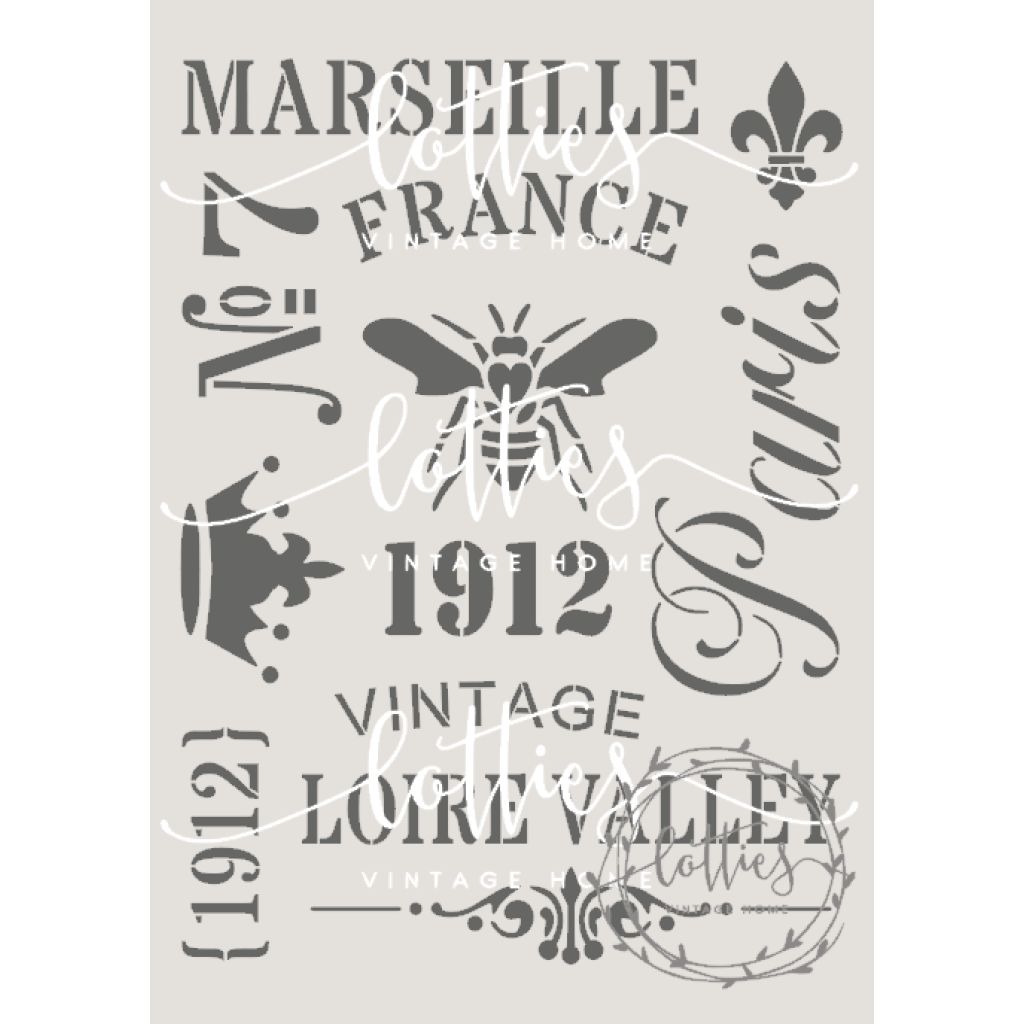 French Elements No. 2 A4 Stencil Lotties Vintage Home