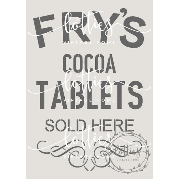 Frys Cocoa A4 Stencil Lotties Vintage Home