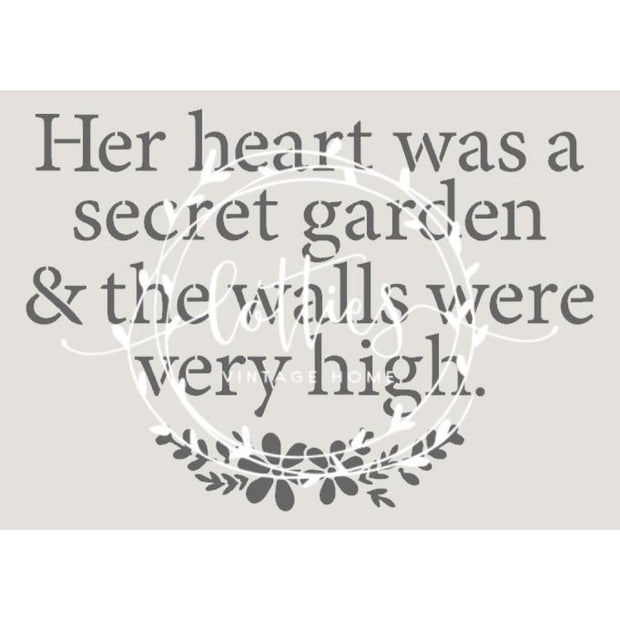 HER HEART WAS A SECRET GARDEN A5 STENCIL Lotties Vintage Home
