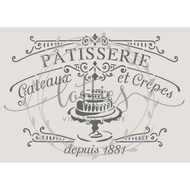 Patisserie A4 Stencil Lotties Vintage Home