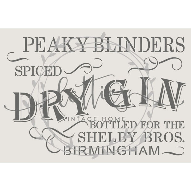 Peaky Blinders Dry Gin A4 Stencil Lotties Vintage Home