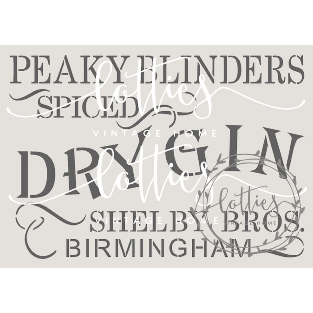 PEAKY BLINDERS DRY GIN A5 STENCIL Lotties Vintage Home