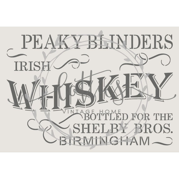 Peaky Blinders Irish Whiskey A3 Stencil Lotties Vintage Home