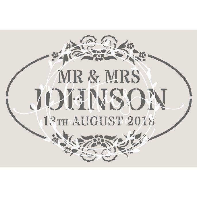 PERSONALISED - MR & MRS - OVAL FRAME A4 STENCIL