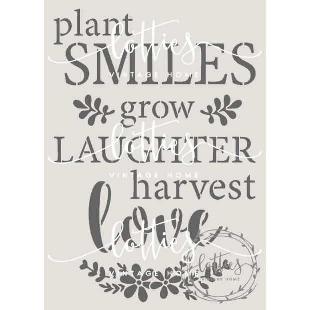 PLANT SMILES - HARVEST LOVE A5 STENCIL Lotties Vintage Home