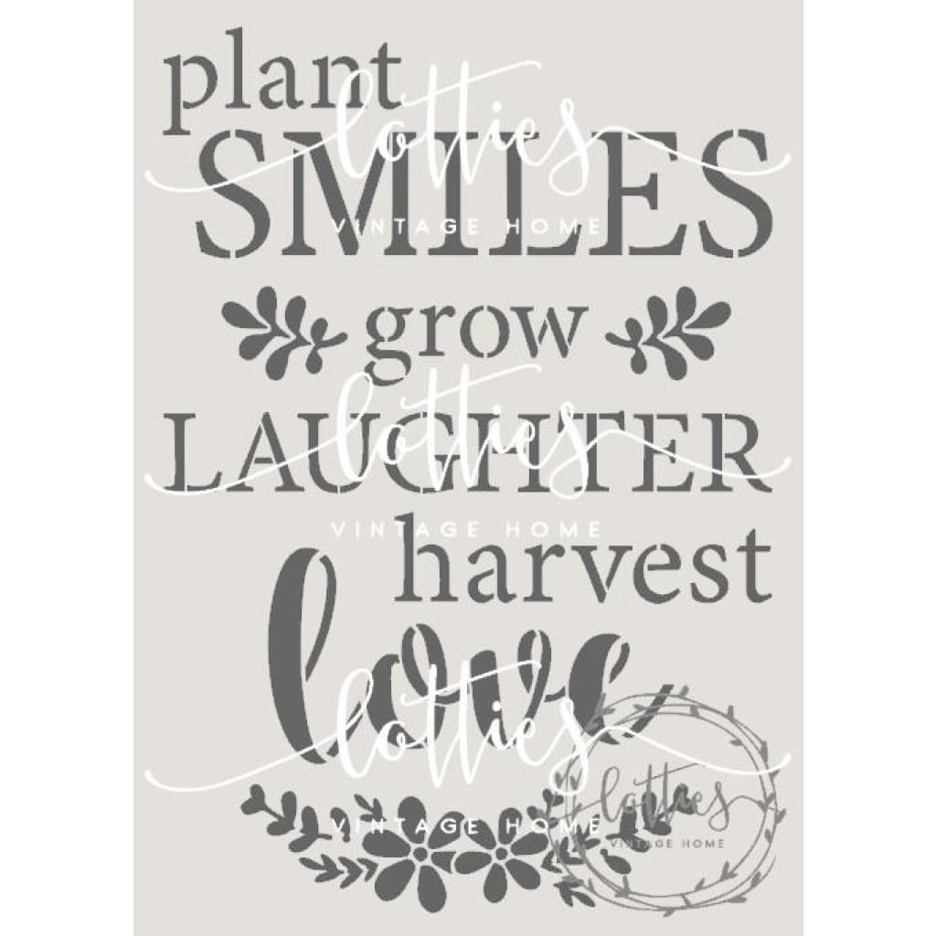 PLANT SMILES - HARVEST LOVE A5 STENCIL Lotties Vintage Home