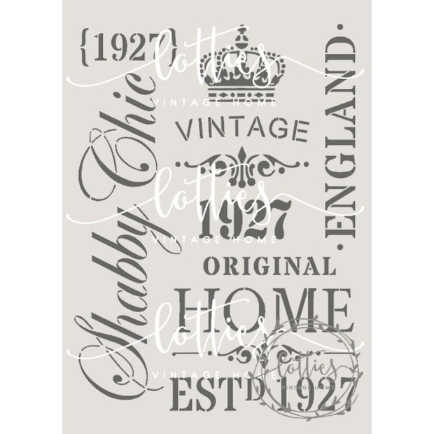 Shabby Chic Elements A4 Stencil Lotties Vintage Home