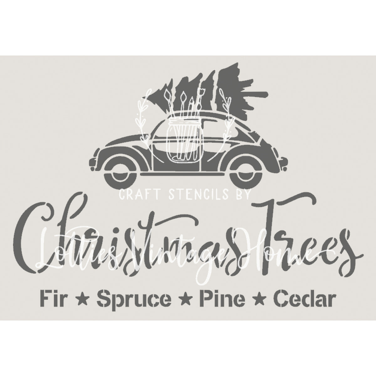 VINTAGE VW BEETLE & TREE A5 STENCIL