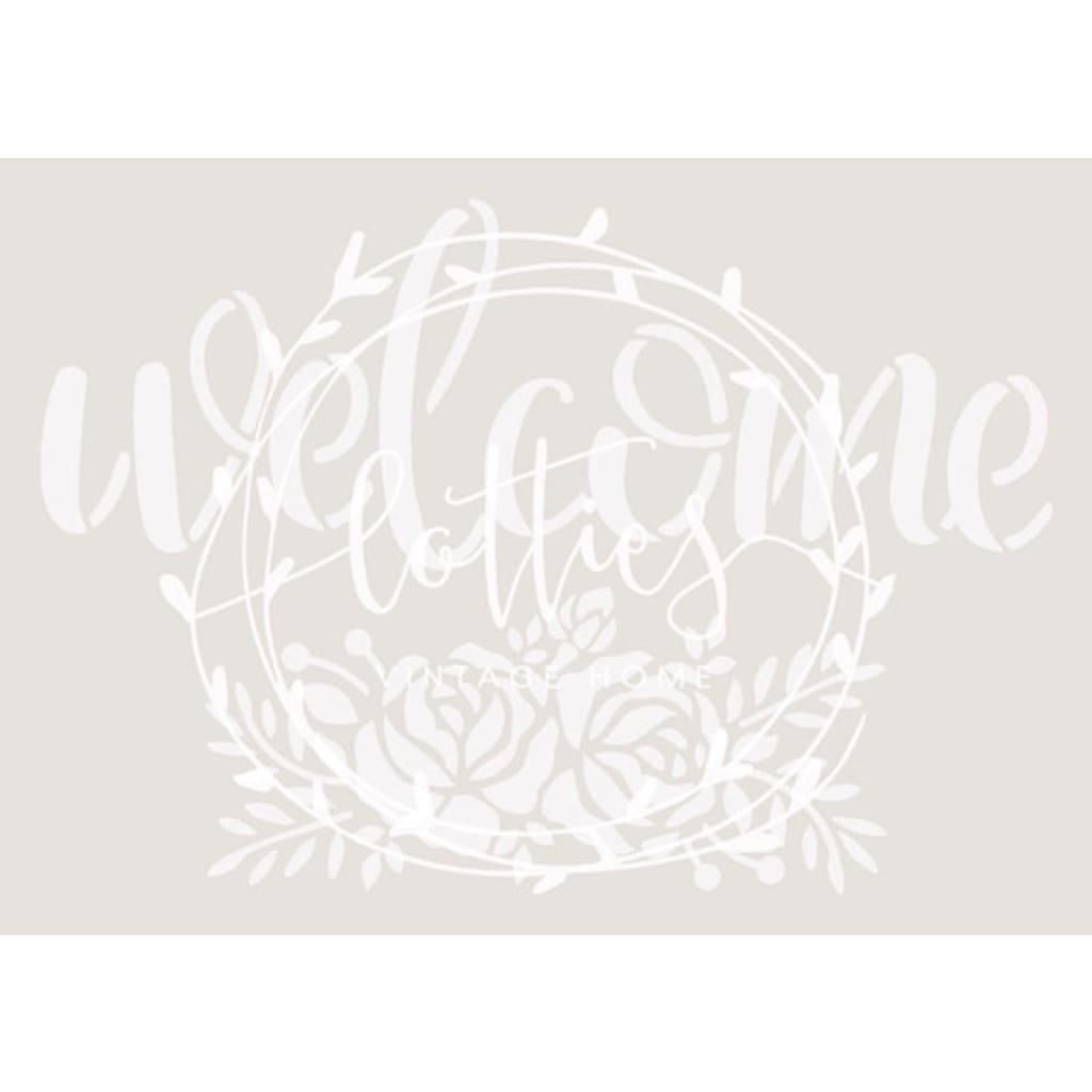 WELCOME ROSE FLOURISH A5 STENCIL Lotties Vintage Home