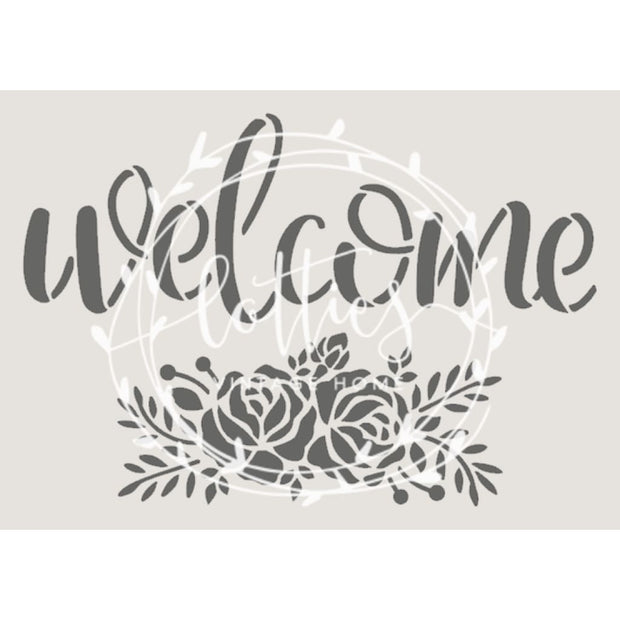 WELCOME ROSE FLOURISH A5 STENCIL Lotties Vintage Home